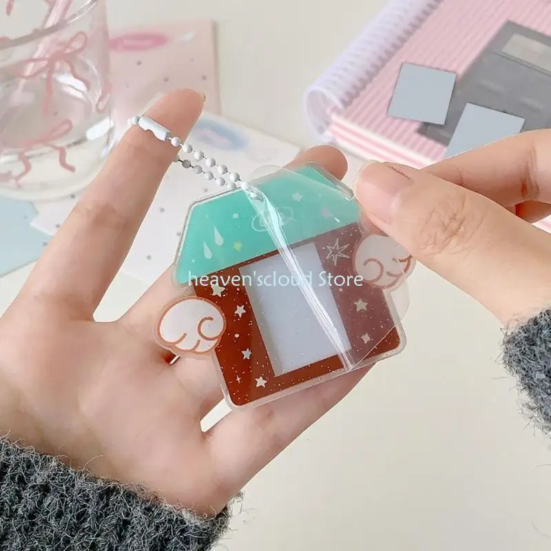 Y88B Fashionable Keychain Campus Card Small Photo Storage Pouches Card Holders Compacts Card Protective Accessory For Cards