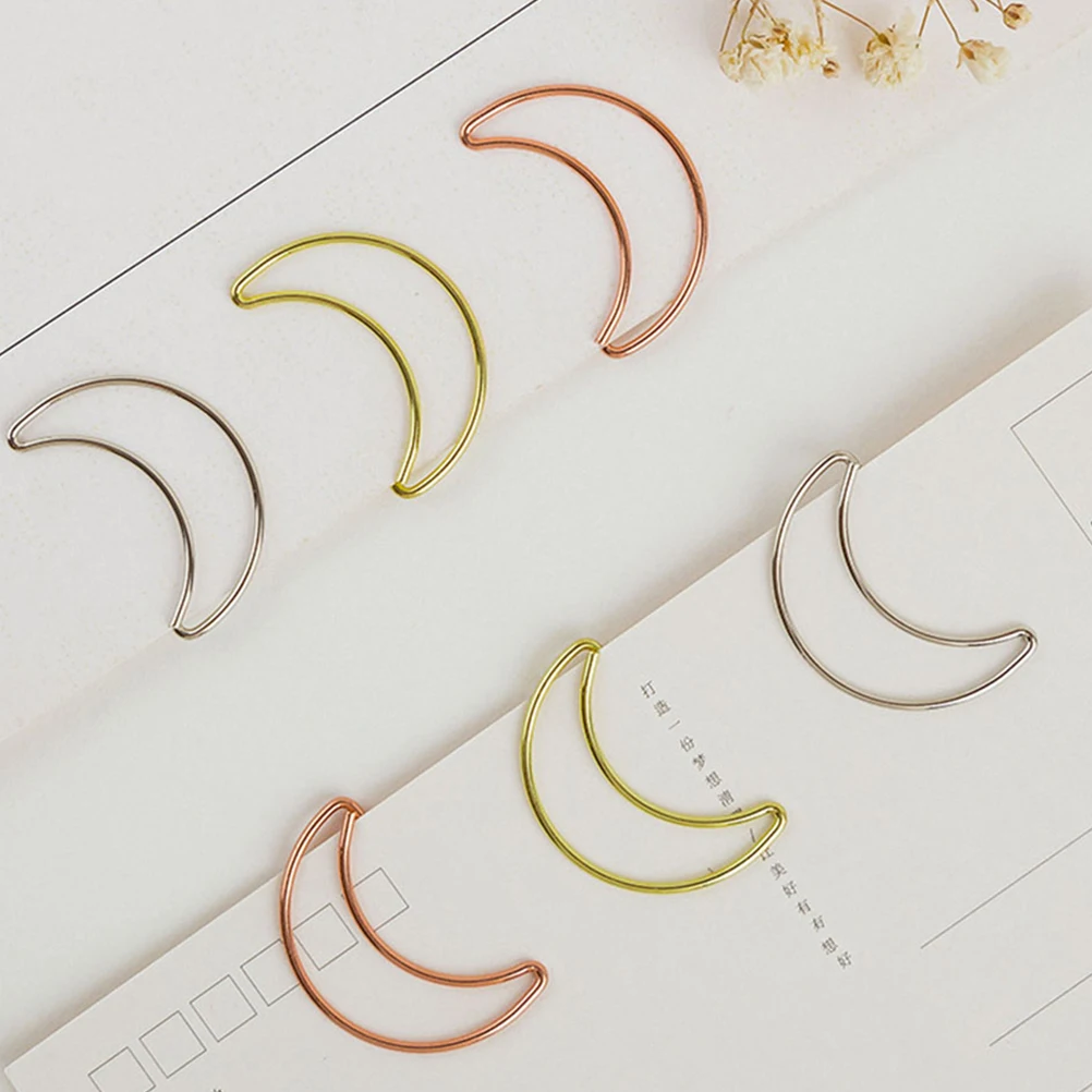 30 Pcs Moon Bookmark Fancy Paper Clips Binder Decorations Desk Receipt Holder Decorative Paperclips