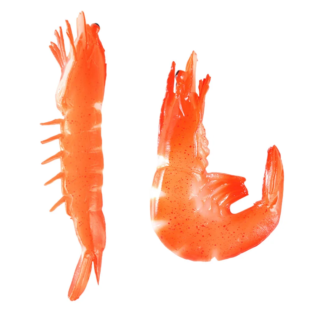 2 Pcs Big Red Prawn Small-Sized Shrimp Toy Animals Cognitive Model Pvc Food Photo Prop Child