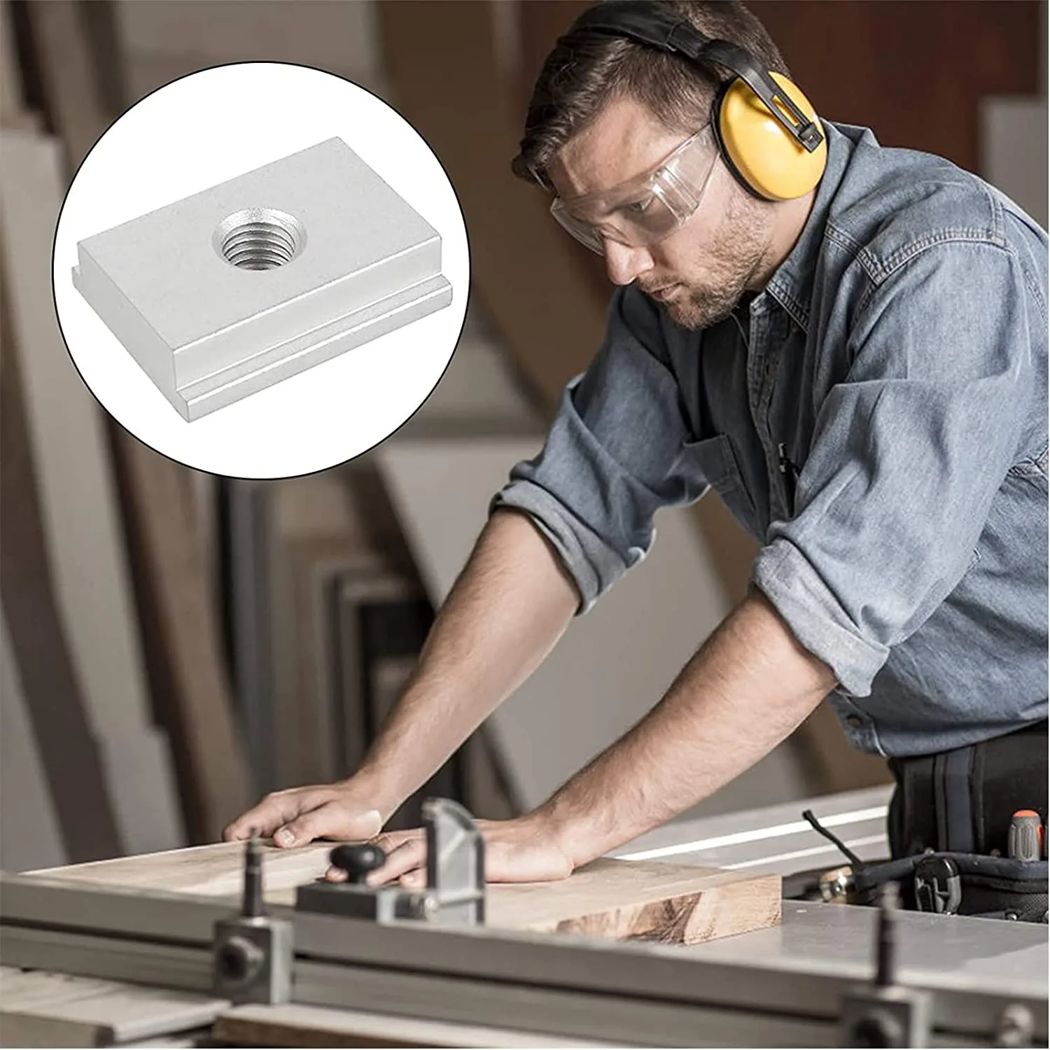 Rail en T Coulissant en Aluminium pour Fixation de Fente de Meuble, M6, 6 Pièces