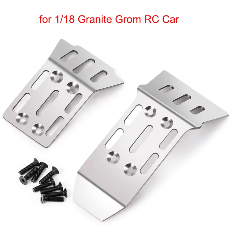 TRINOOD 2pcs 스테인레스 스틸 전면 및 후면 섀시 갑옷 보호대 1/18 Typhon Grom 1/16 Mini Maxx 1/14 Mojave GROM RC Car