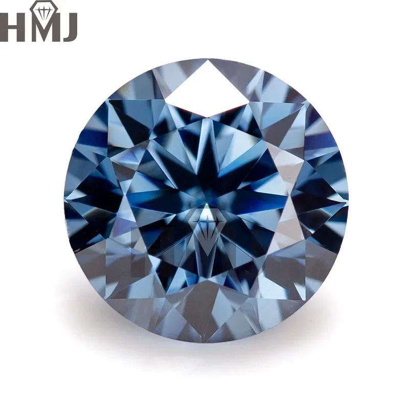 HMJ Natural Blue Moissanite Round Cut 1 Carat  VVS1  with GRA Certificate for DIY Jewelry sales Free Shipping