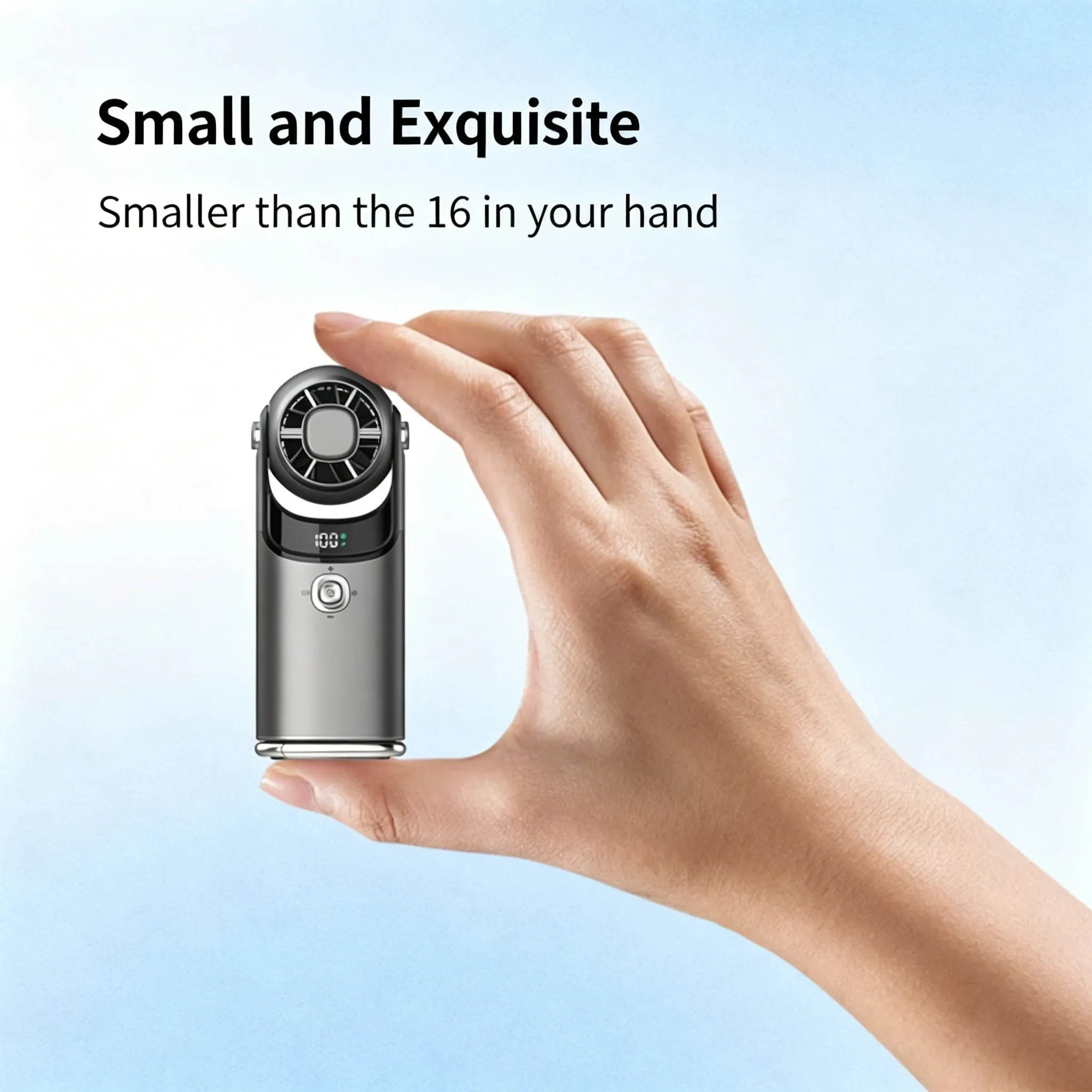 New Semiconductor Cooling Handheld Fan 100 Speeds Ice Feeling Turbo Fan 3600mAh Rechargeable Neck Fan With LED Display