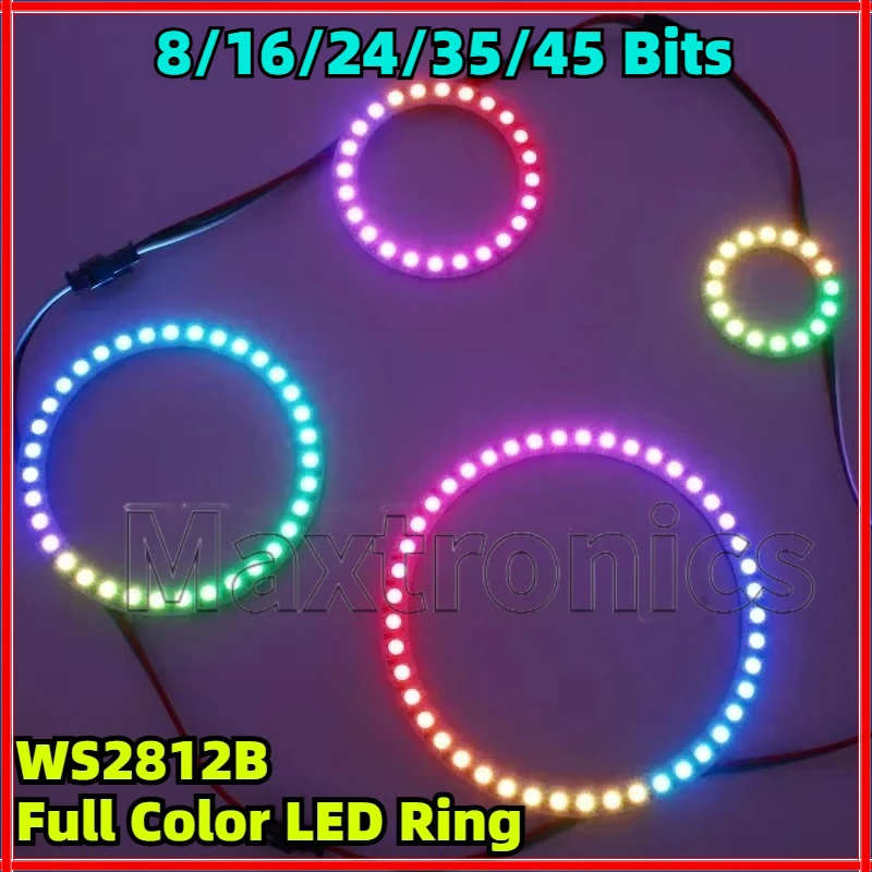 

DC5V WS2812B Полноцветная светодиодная кольцевая лампа SMD 5050 Круглый модуль RGB-подсветки 8/16/24/35/45 бит для адресных пиксельных огней Arduino