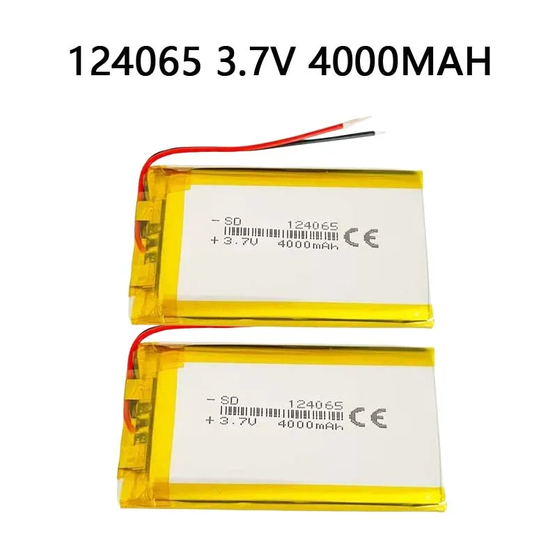 

124065 3.7V 4000mAh Polymer Lithium Battery for Smart Lock Tablet Camera Driving Recorder Radio Walkie-talkie PH 2.0mm Plug