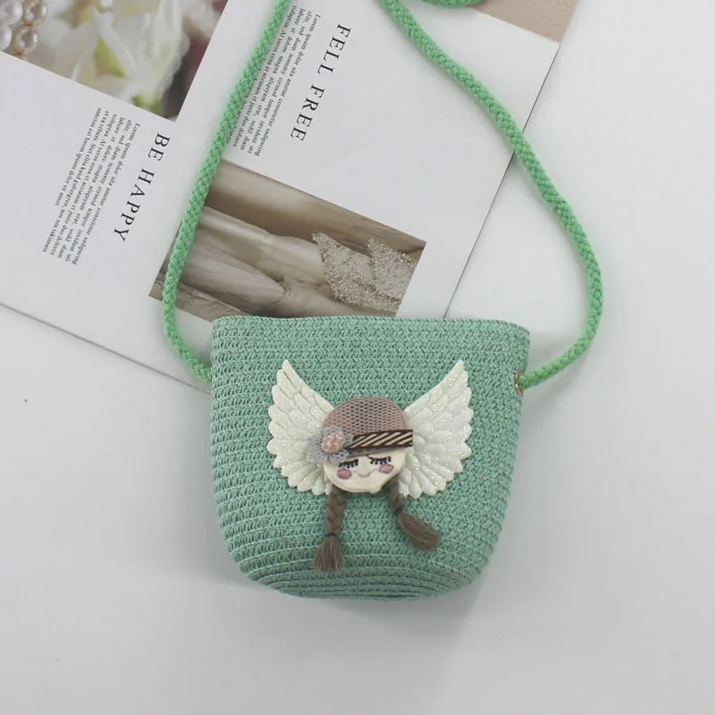 Girls New Children Mini Bag Cute Crossbody Bags Breatahbale Cute Small Coin Purse Fashion One Shoulder Straw Flower Beach Bag