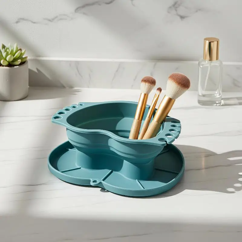 Collapsible Silicone Washing Bucket Lightweight Portable for Paint Brushes Makeup Brushes School Art Students Use