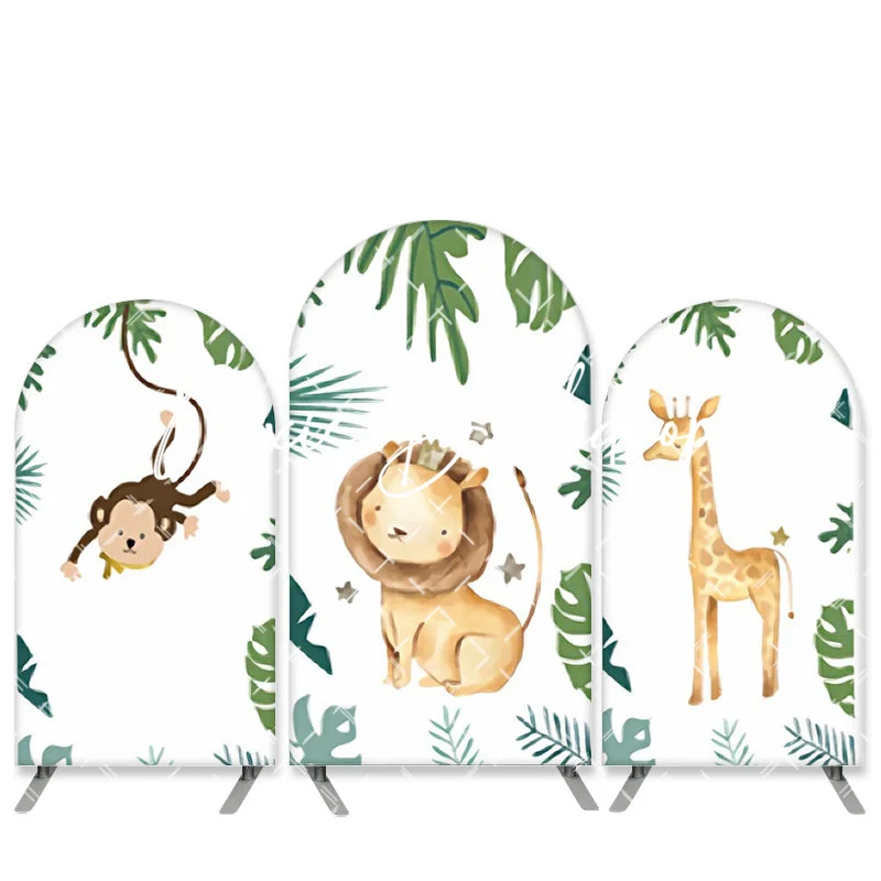 Jungle Theme 1st Birthday Backdrop Safari Animals Background for Boy Lion Giraffe Monkey Zoo Animals Boy Party Banner Decoration