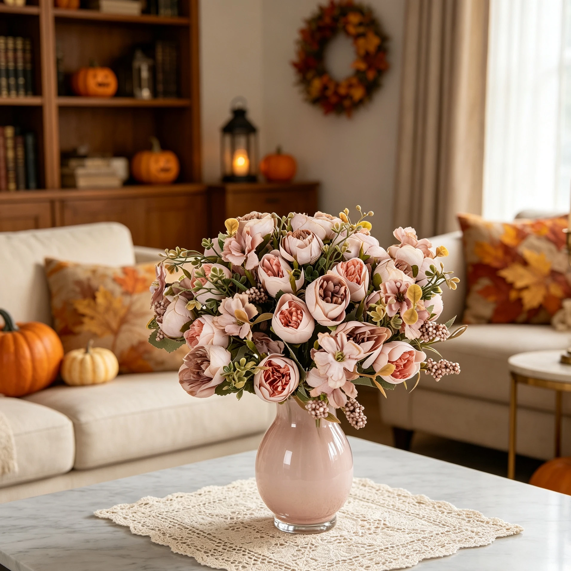 3 Stück Künstliche Blumen Teeknospen-Rosen-Pfingstrosen Hochzeits-Brautstrauß Heim-Tisch-Garten-Hof-Kranz Vase DIY-Geschenk Herbstdekoration – Detail 3