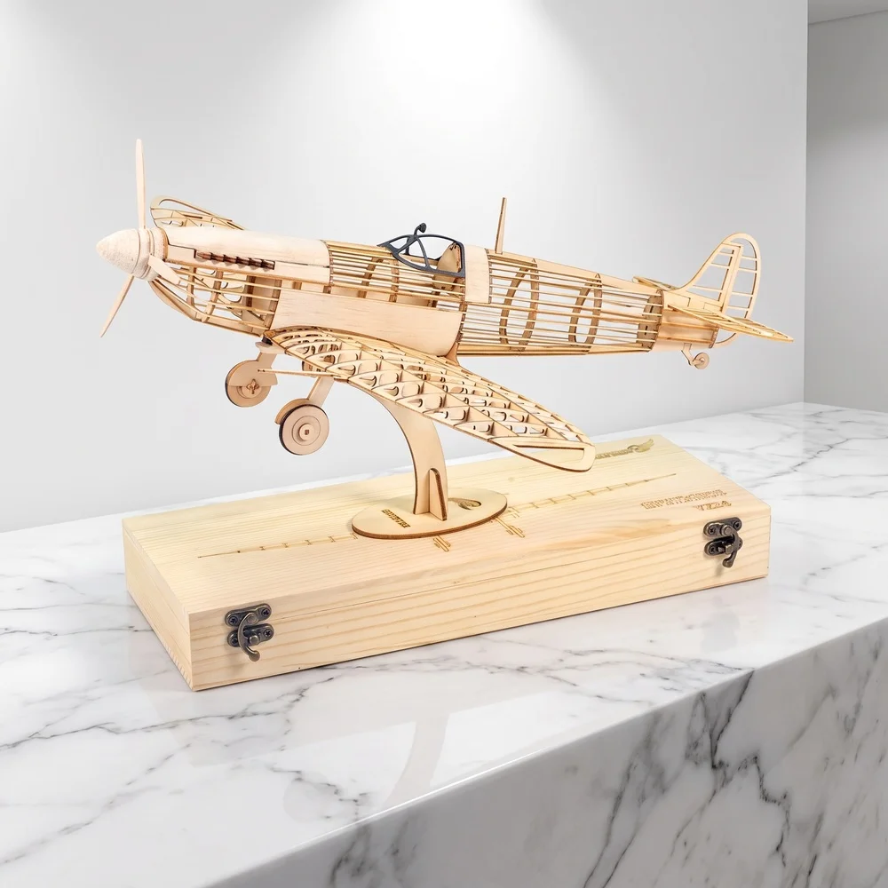VX18 Balsa Wood Airplane Static Model Kit | DIY 3D Puzzle Desk Decor Gift for Aviation Hobbyists - view 6
