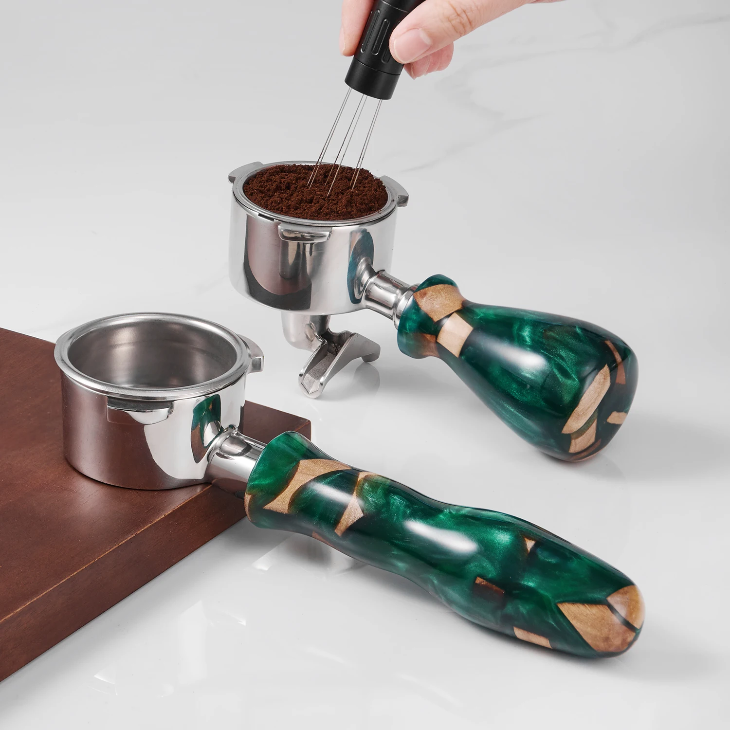 Espresso Resin Portafilter Handle, Only Handle, Wood and Resin Design M10 Portafilter Handle Universal