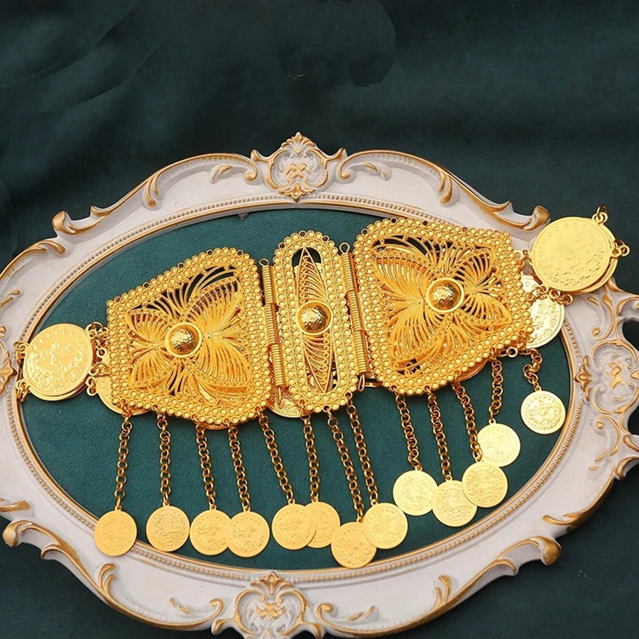 سلسلة خصر نسائية مطلية بالذهب على الطراز العربي في الشرق الأوسط وحزام شرابة لإكسسوارات مهرجان الزفاف #3