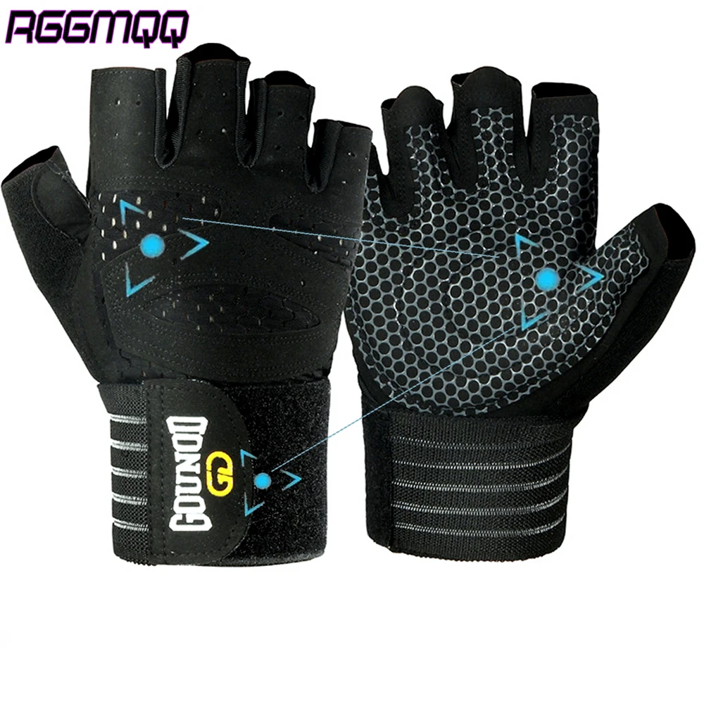 

RGGMQQ 1Pair Workout Gloves with Wrist Support - Ventilated for Comfort & Full Palm Protection for Weightlifting & Pull-Ups