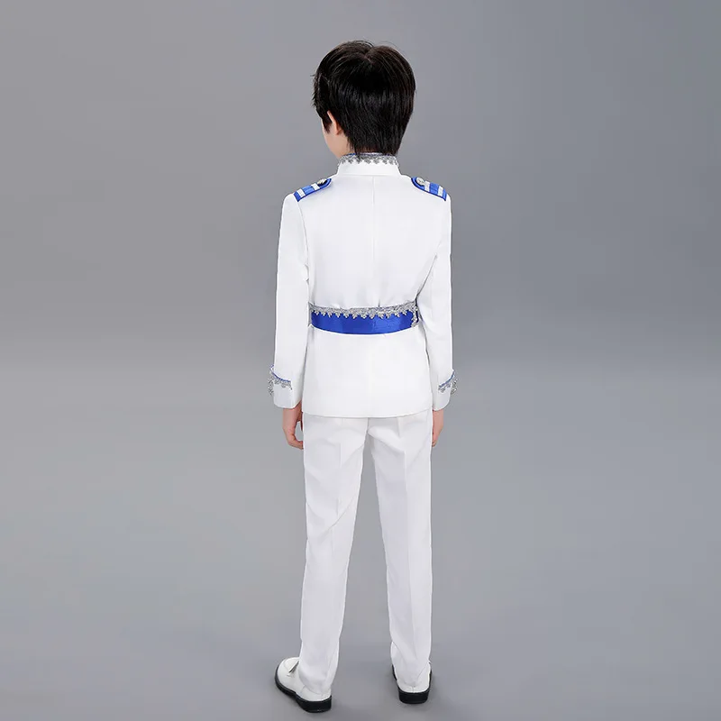 Kids White Court Stage Performance Costume European style Jacket Pants Clothing Set for Children's Day Boys Christmas Dress image 3