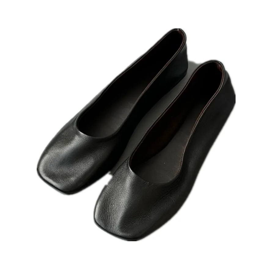 

Withered French Minimalist Genuine Sheepskin Flat Shoes Grandma Shoes Soft Slip On Comfortable Loafers Shoes Women