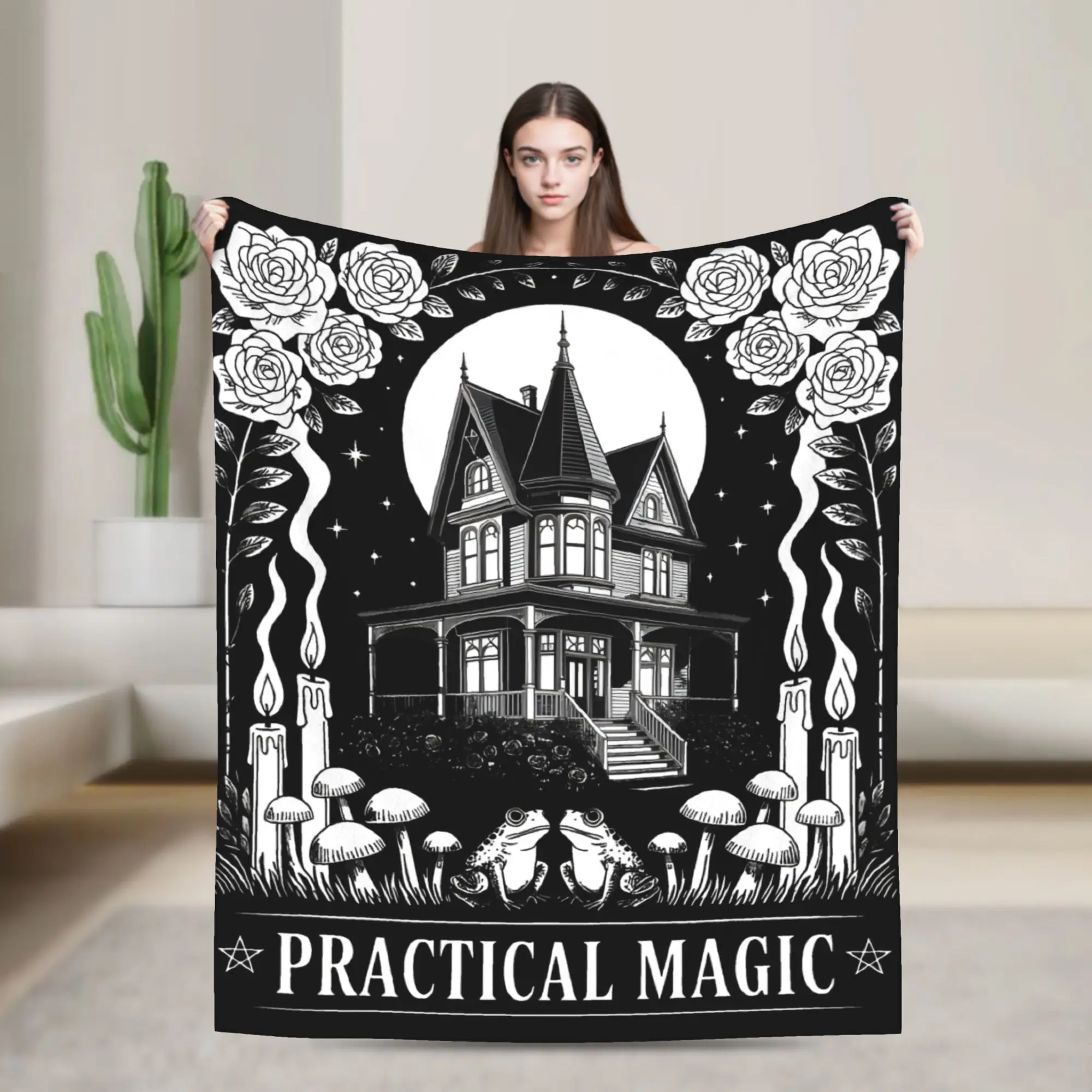 Practical Magic Witchy Halloween Blanket  Plush Funny Soft Throw Blanket for Coverlet Spring Autumn