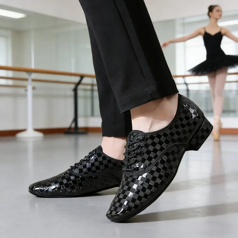 

Мужские танцевальные туфли на каблуке высотой 3 см, туфли для латинских танцев, черные, бальные, сальса, танго, вальс, джаз