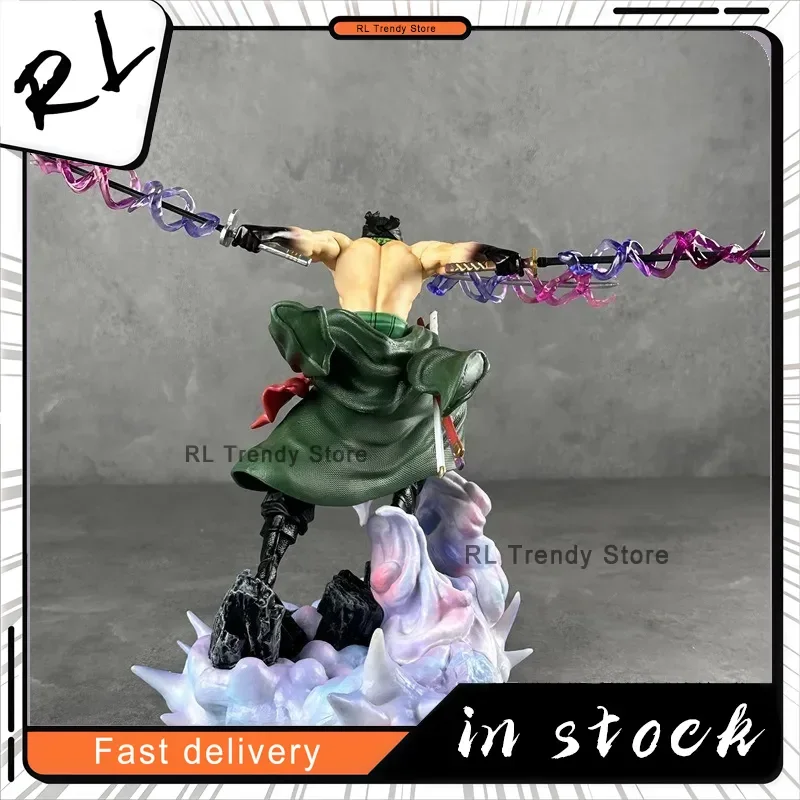27CM One Piece Roronoa Zoro Dual Swapable Head Three-Sword Style And Anime Model Statue For Birthday Gift