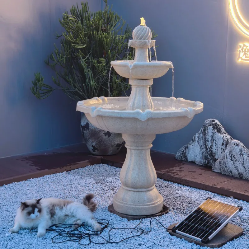 [Smart Model] Solar Villa Courtyard Landscape Fountain European-Style Outdoor Landscape Wishing Well Ornament