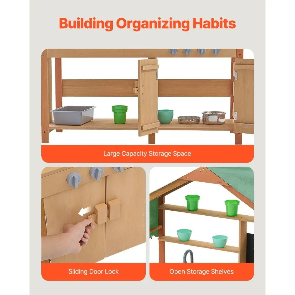 مجموعة ألعاب المطبخ الخشبية الخارجية للأطفال، لعبة تعليمية للطهي واللعب الأدوار