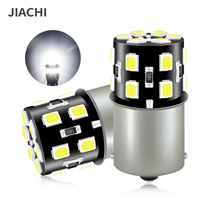 JIACHI 100PCS Bau15s 1156 Ba15s Auto Car Led Bulb Light Py21w P21w Reverse Singal Tail Brake Lamps Cool White 2835chip 18smd 12v