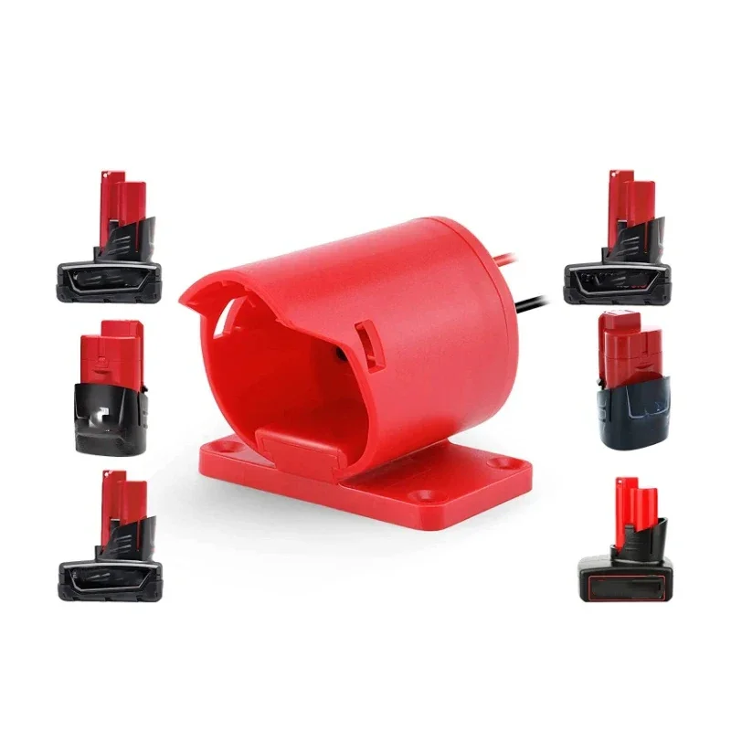 For Milwaukee 10.8-12V Battery Adapter Power Connector Adapter Dock Holder with 12 Awg Wires Connectors Power Red In Stock