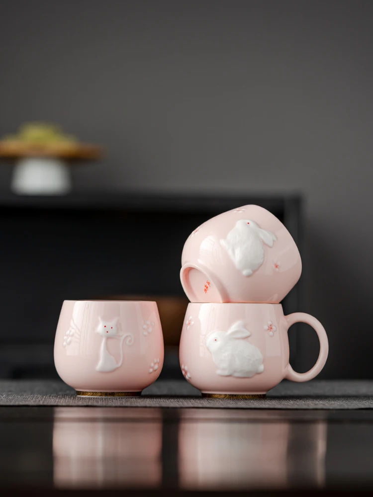 

Набор для чаепития Angqi Cerc: розовые и белые милые детские кружки для воды и женский чайный набор с ручкой, мультяшный дизайн