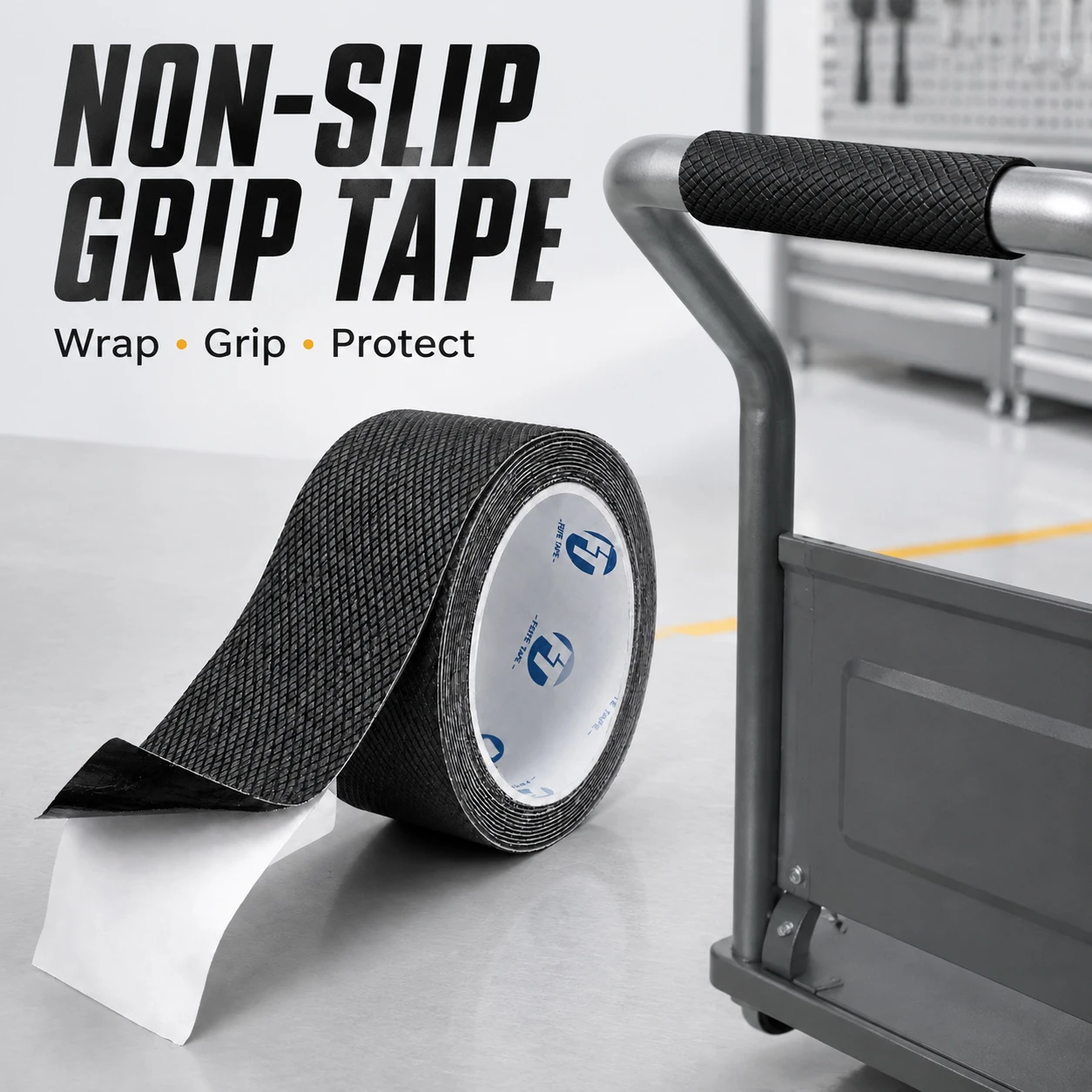 Diamond Non Slip Rubber Grip Tape, Self Adhesive Handle Wrap, Wear Resistant Anti-slip Tape for Cart Toolbox Lever Handrail