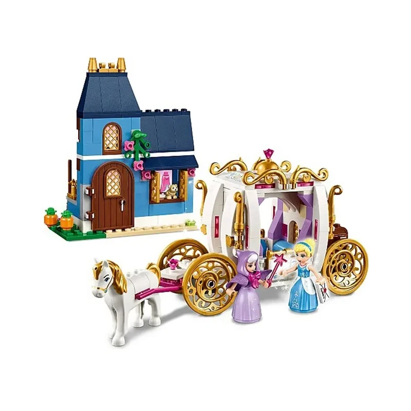 Figurines de princesse Disney, calèche de Cendrillon, soirée enchantée, blocs de construction avec figurines, modèle, jouets pour enfants