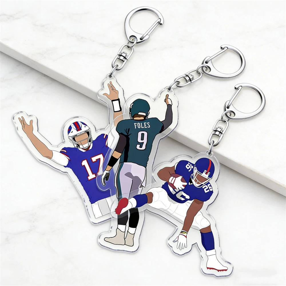 Popular Rugby Sports Players Keychain for Accessories American Boston Football 17 18 80 Keyring Jewelry Friends Fans Gifts