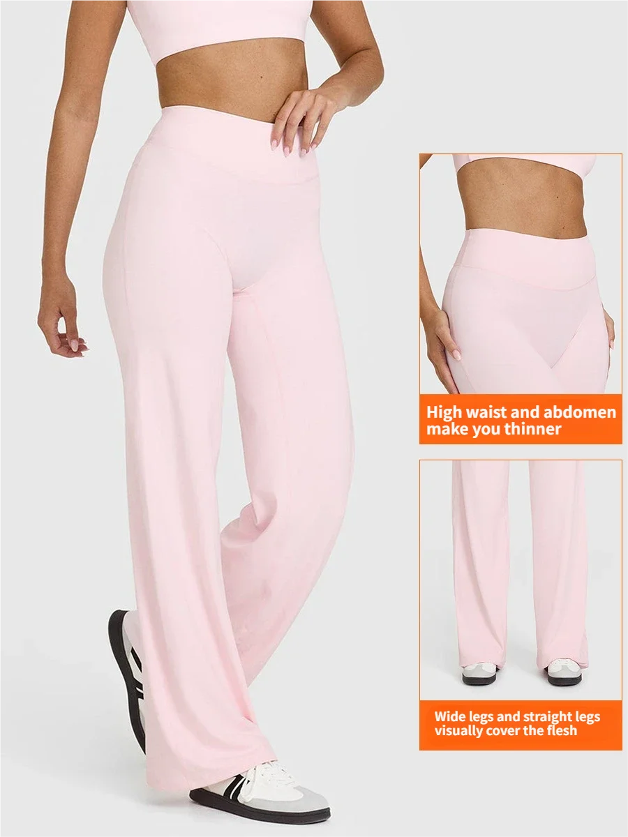 High Waisted Butt Lift Yoga Leggings Women Wide Leg Tummy Control Gym Sports Pants for Running for fitness for cycling