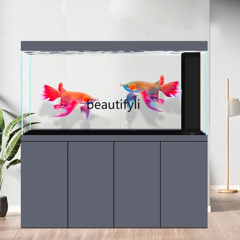 

Super large office ultra-white glass dragon bottom filter ecological goldfish tank living room household aquarium