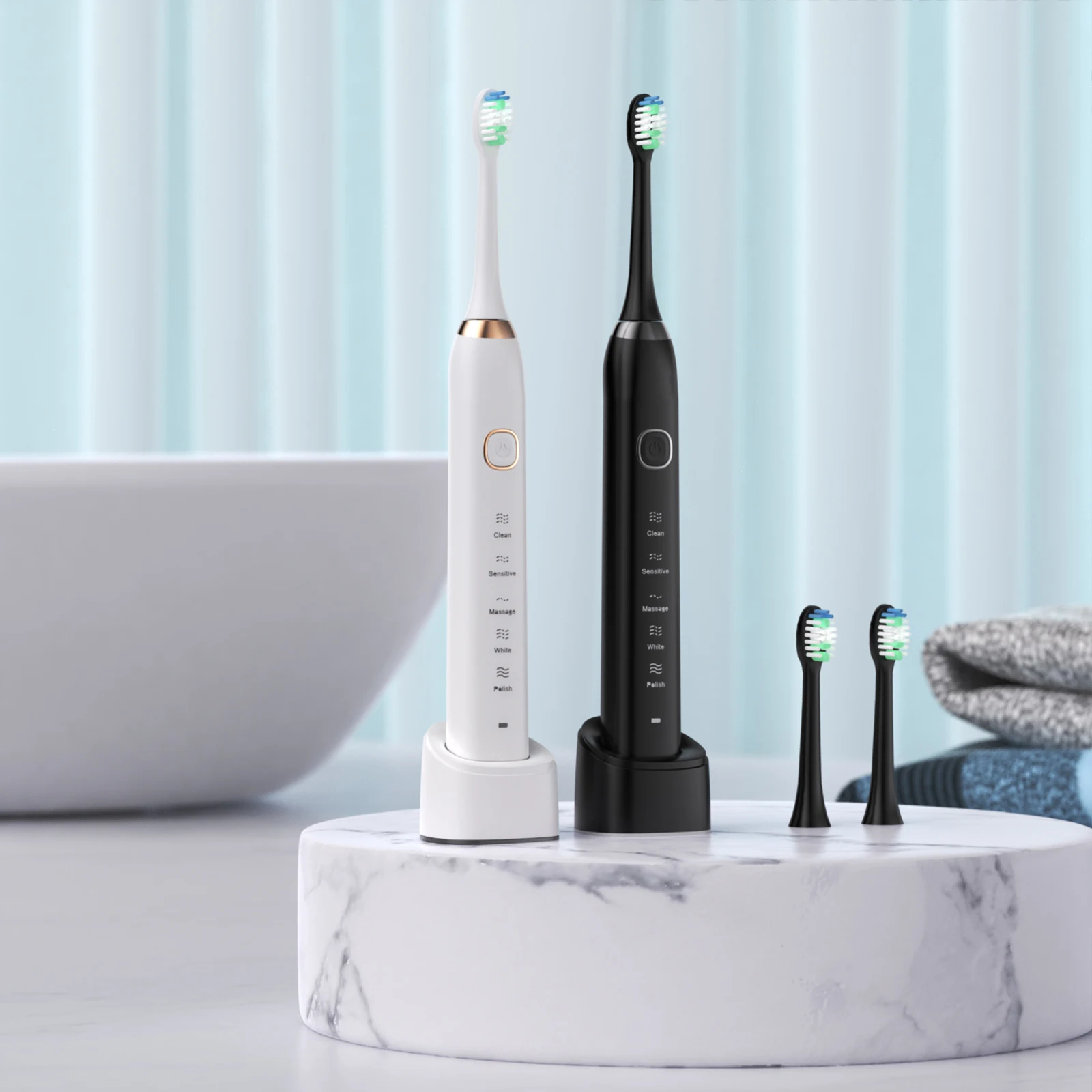 

2023 Fashion Design Ipx7 Waterproof Smart Sonic Electric Toothbrush Rechargeable Ultrasonic Vibrating Automatic Toothbrush