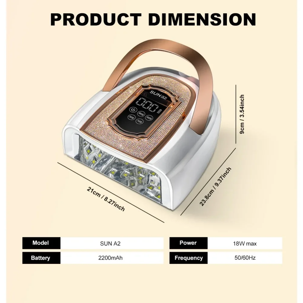เครื่องอบเล็บยูวีแบบชาร์จไฟได้ 42 LED สำหรับมืออาชีพ ใช้สำหรับอบเจลทุกชนิด แสงยูวีสำหรับทำเล็บมือและเล็บเท้า อุปกรณ์สำหรับร้านทำเล็บ