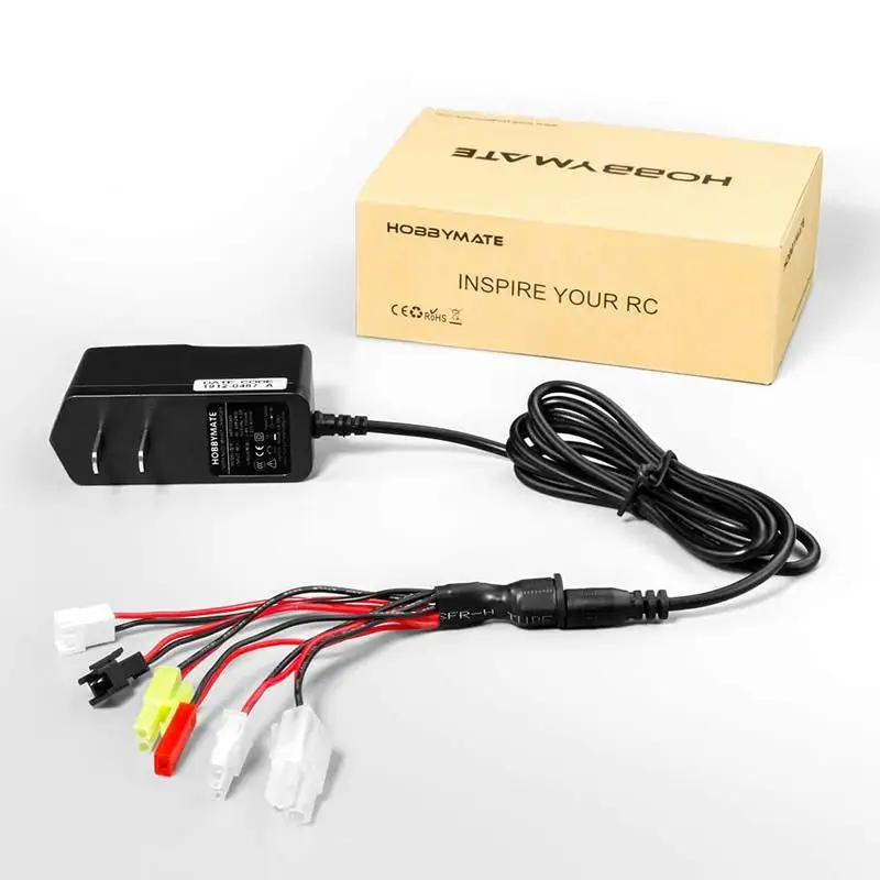 

RC Car Battery Charger for NiMH/NiCd Battery Packs 400-700mA Charging Current for 2-8S AC-DC Plug Charger 6 Converter Plugs