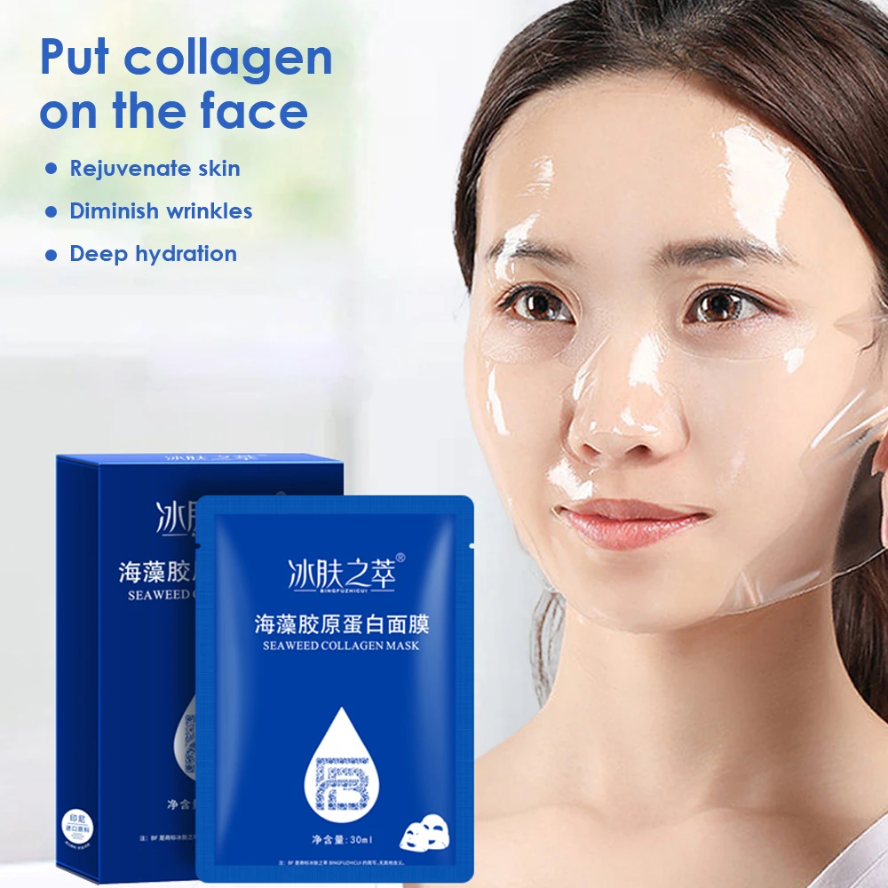 

10PCS Hyaluronic Acid Collagen Face Mask Hydrating Moisturizing Firming Skin Anti-wrinkle Facial Sheet Mask Korean Skin Care