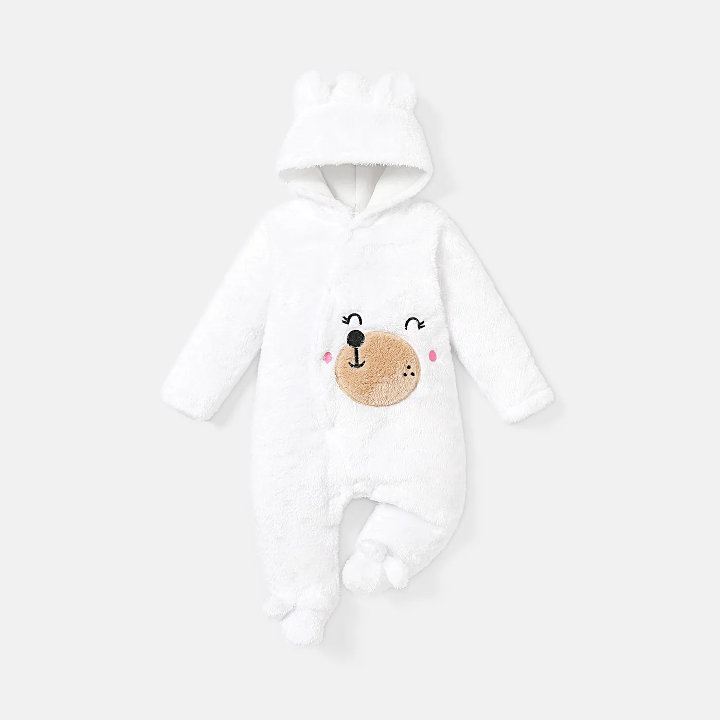 Autumn and winter newborn infants and young children, male and female, hooded small ear animal patch embroidered long sleeved cl