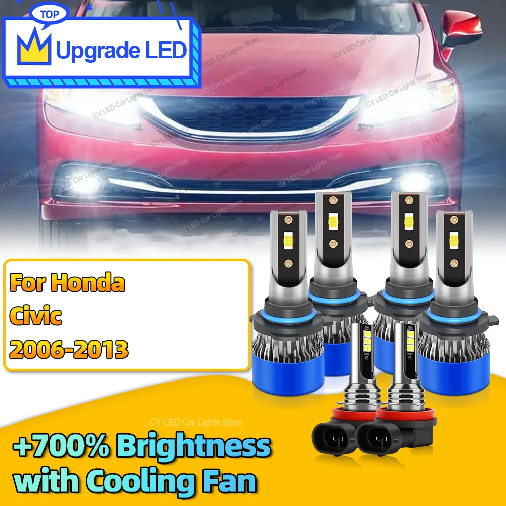 

6Pcs 30000LM LED Headlights Canbus Car Lamp HB3 HB4 H11 Fog Lights Bulb For Honda Civic 2006 2007 2008 2009 2010 2011 2012 2013