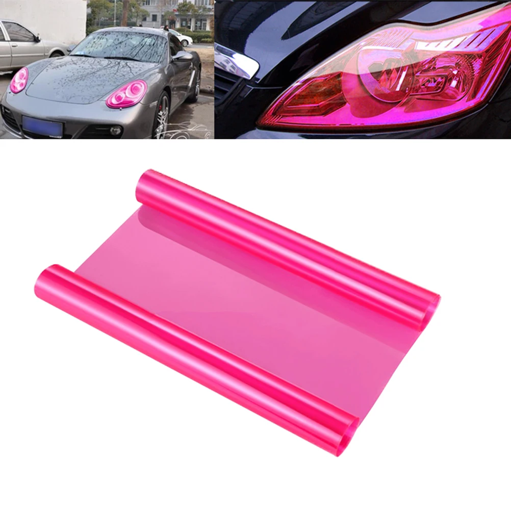 

30X120Cm Pink Headlight Tint Film Waterproof Heat Resistant Stretchable Scratch Proof Car Light Sticker Tint Vinyl For