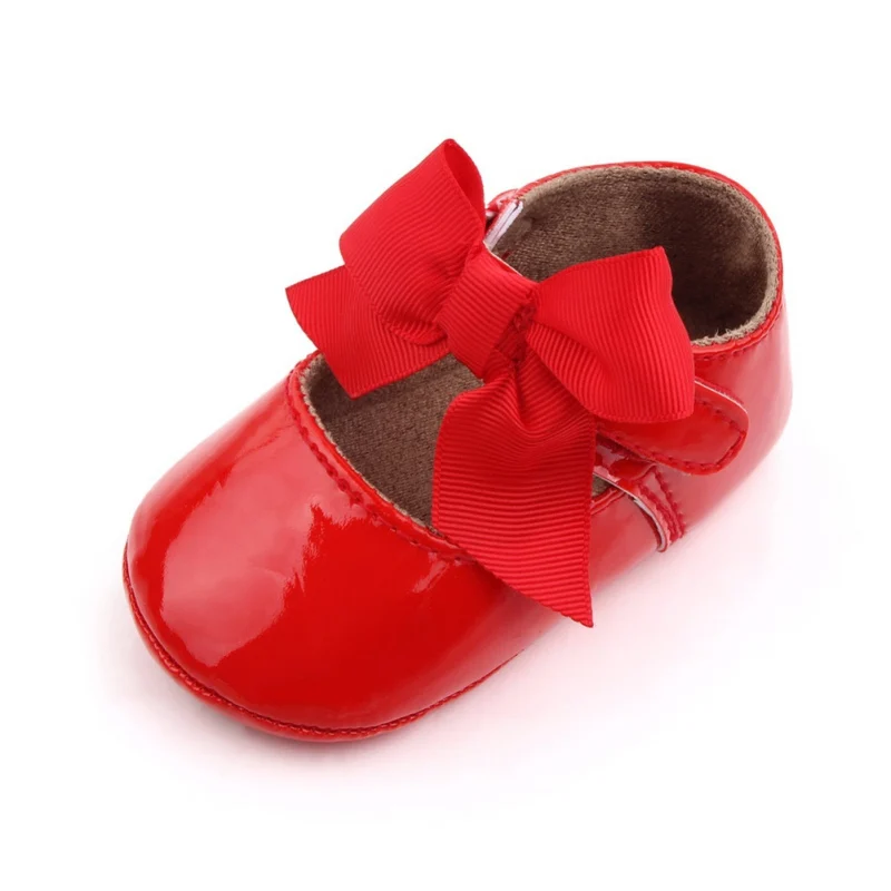 Primavera outono sapatos de bebê para meninas cor sólida bowknot sapatos de couro recém-nascido para festa de casamento aniversário da criança primeiros caminhantes