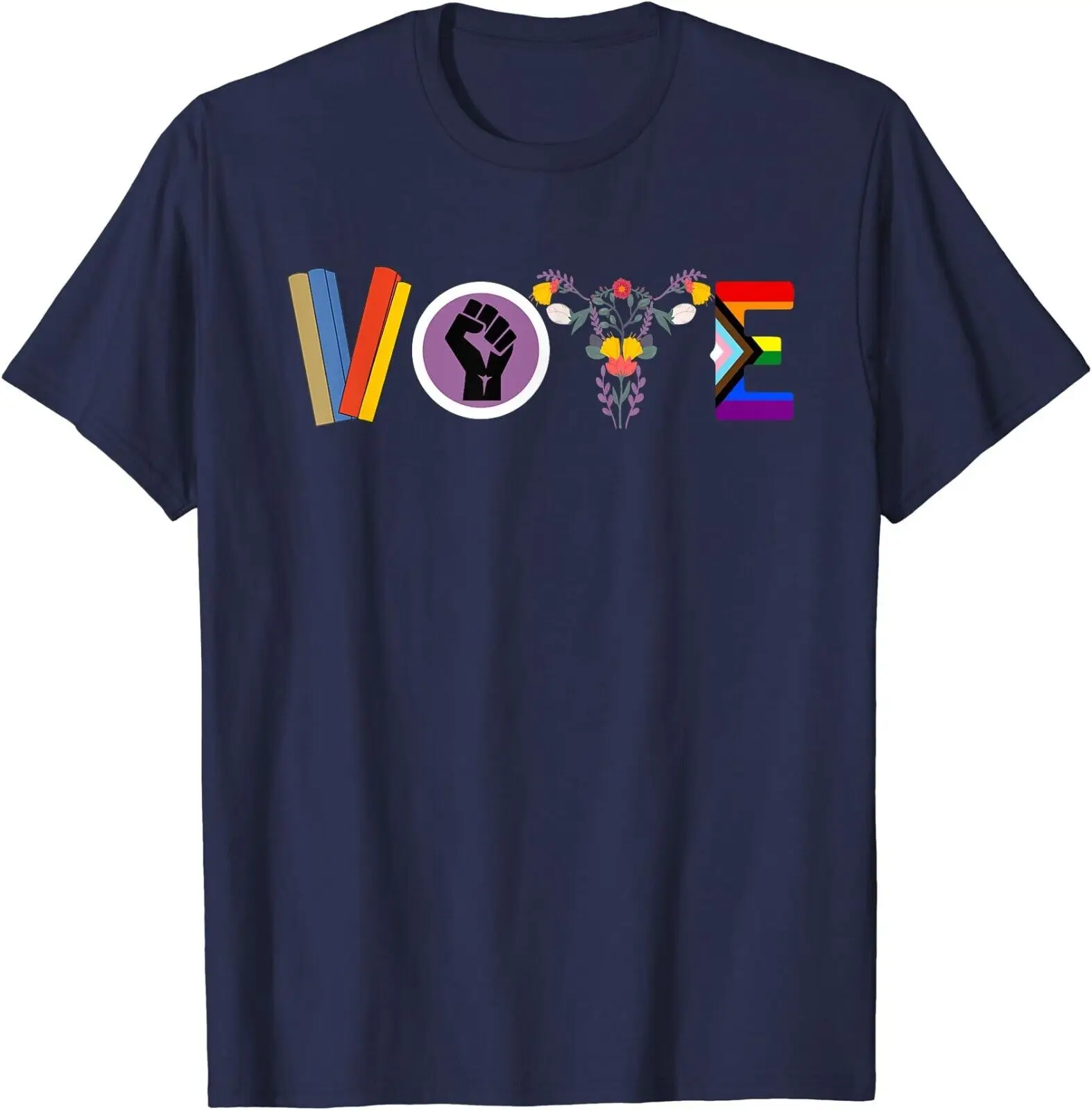 Vote Books Fist Ovaries Lgbtq Gifts Unisex T-Shirt