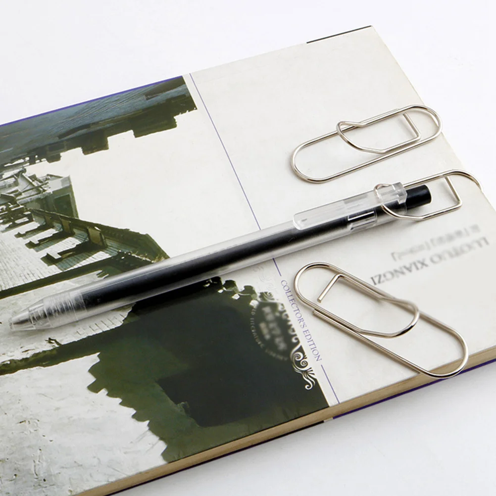 8Pcs Metal Paper Clips Simple Shape Multi- Memo Clips Lovely Bookmarks File Clamps Silver