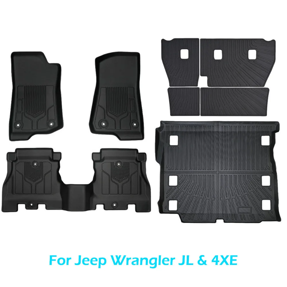 

BEVO For Jeep Wrangler JL & 4XE 4 Doors TPE Floor Mats Cargo Liner Waterproof Non-Slip All Weather Protection Trunk Backrest Mat