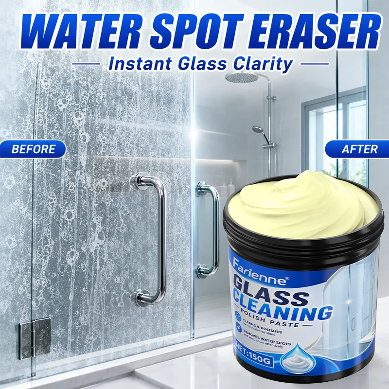 Water Spot Eraser Glass Cleaning Paste Limescale Water Stain Remover Cream for Shower Door Mirror Faucet Stainless Steel