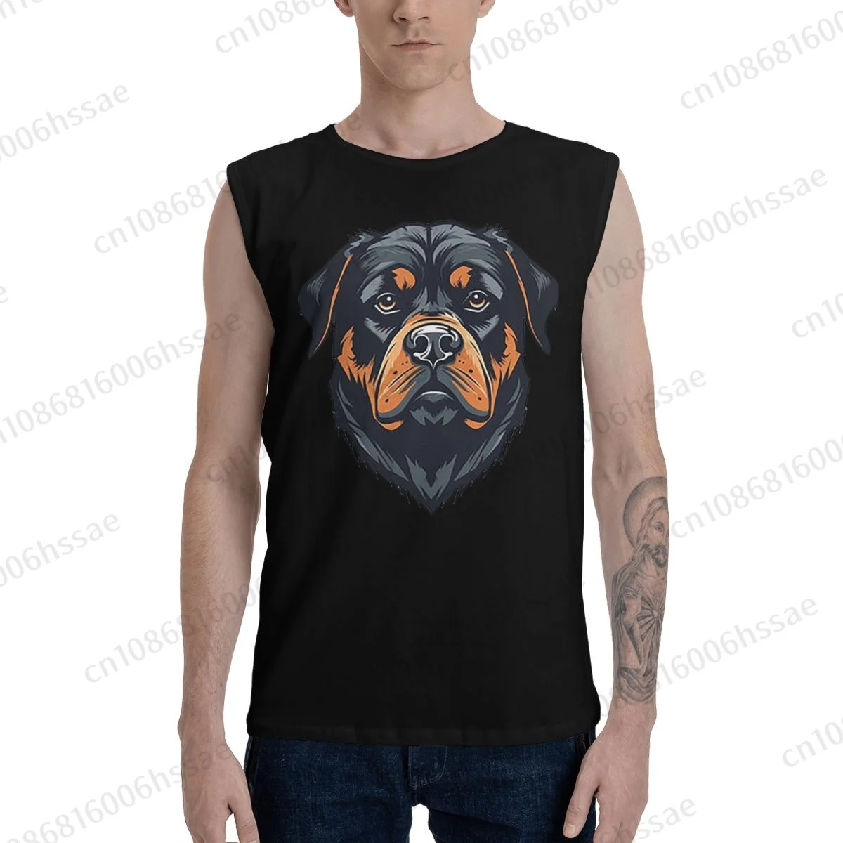 Rottweiler Dog Summer Sports Tank Tops Men's Breathable Sleeveless T-shirt Vests Run Clothing