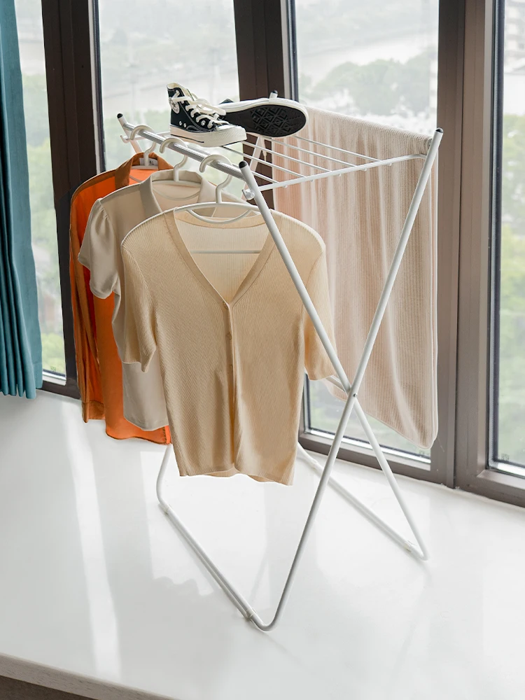 

Простая маленькая напольная вешалка для одежды для спальни Drng Ra, простая в использовании домашняя вешалка для одежды с окном Utili