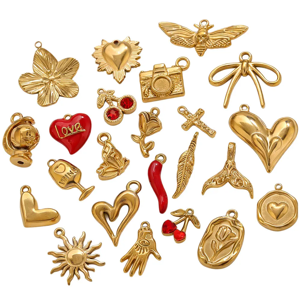 Gold Steel Charm Set 6