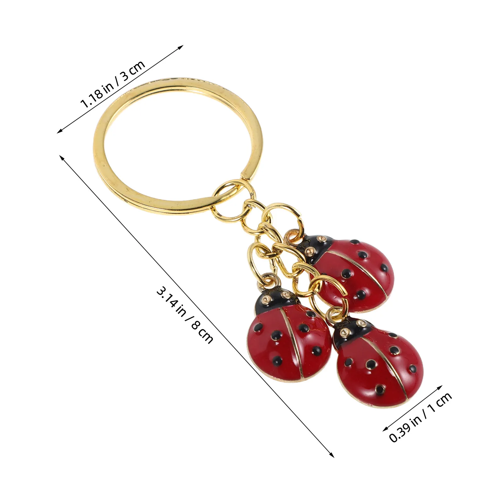 2Pcs Metal Ladybug Keychain Cute Insect Charm for Purse Backpack School Bag Decoration Animal Pendant Keyring Gift