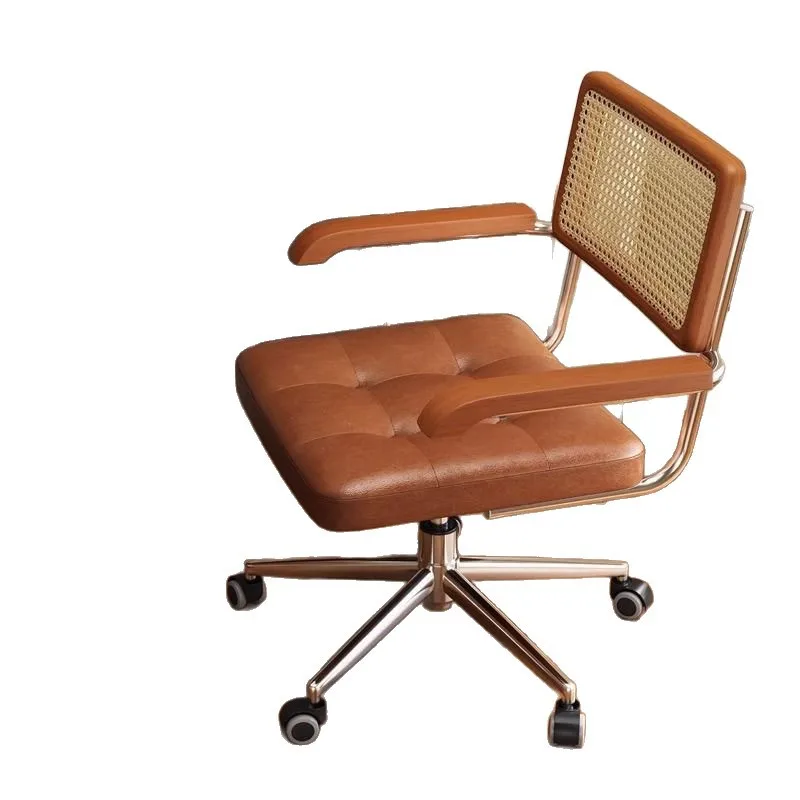 

Rattan office chair Japanese retro Computer Home lift swivel Study desk Rattan single
