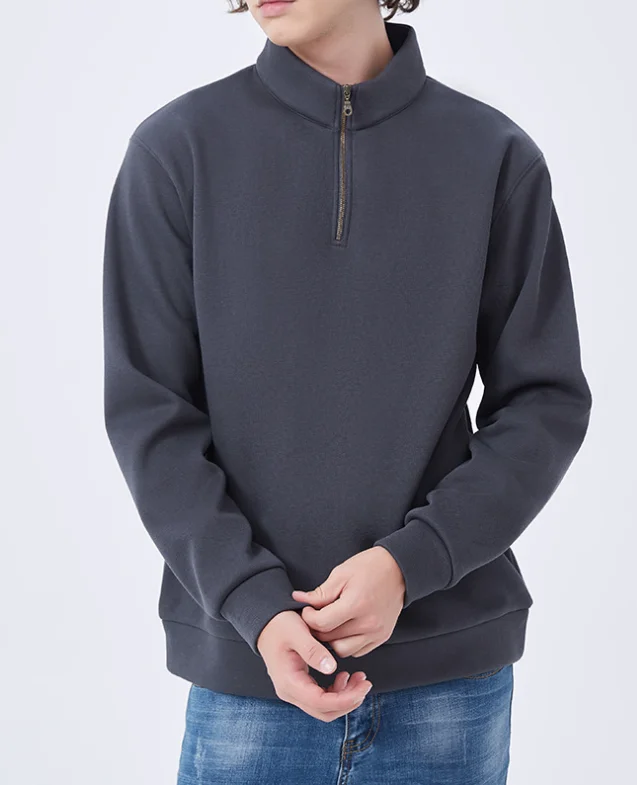 Jersey con media cremallera para hombre, sudadera de lana sin planchar, prendas de vestir de punto cálidas con cuello alto
